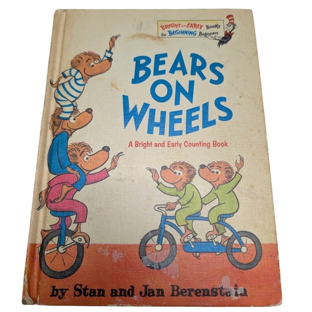 1969 Vintage Bears on Wheels Stan Jan Berenstain Early Counting Hardcover Book